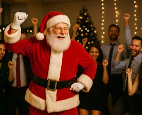 Kalėdų senelis su vaikais